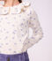Children's long-sleeved floral T-shirt with a collar Ecru/multicolor