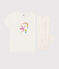 Girls' or Women's Pink Flamingo Ribbed Pyjamas MARSHMALLOW white/MULTICO white