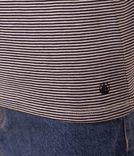 Women's Iconic Cotton Roll Neck T-Shirt SMOKING blue/MARSHMALLOW white
