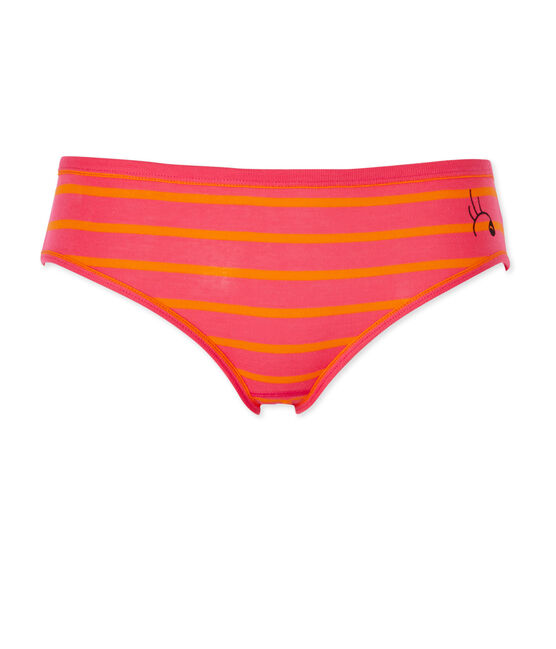 Women's striped original rib briefs GEISHA pink/FEU orange