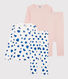 Girls' Blue Hearts and Polka Dot Cotton Pyjamas - 2-Pack