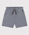 Girls' Striped Slub Jersey Shorts MEDIEVAL blue/MARSHMALLOW white