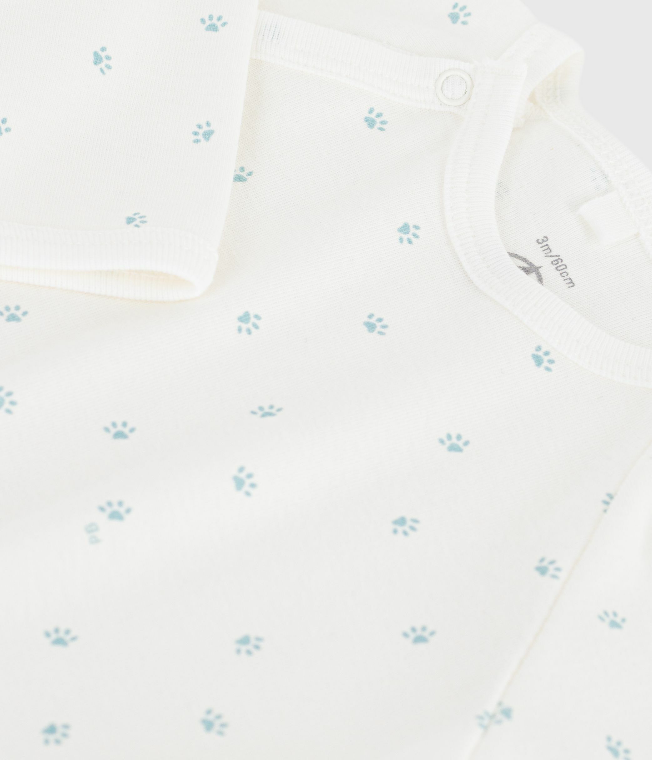 Babies' printed cotton pyjama suit white/blue