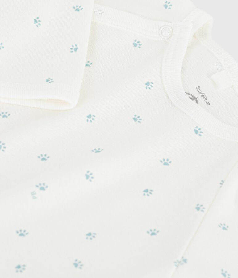Babies' printed cotton pyjama suit MARSHMALLOW /SPRAY