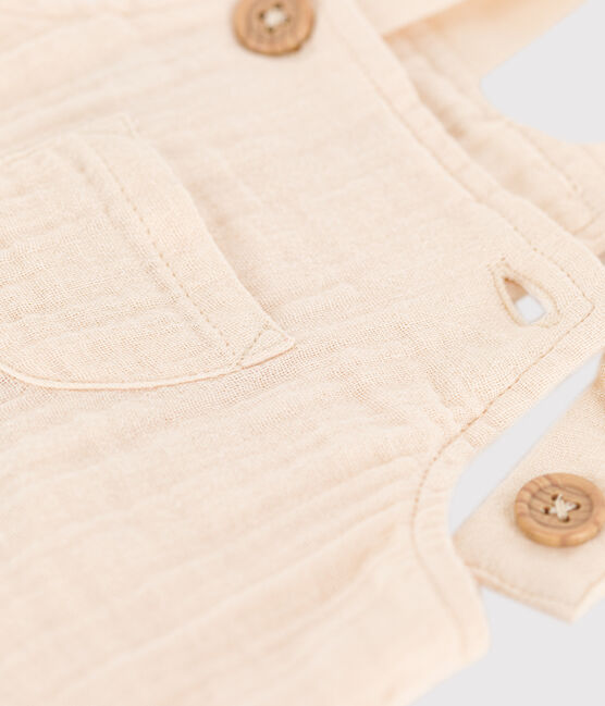 Babies' Cotton Gauze Dungaree Shorts AVALANCHE Ecru