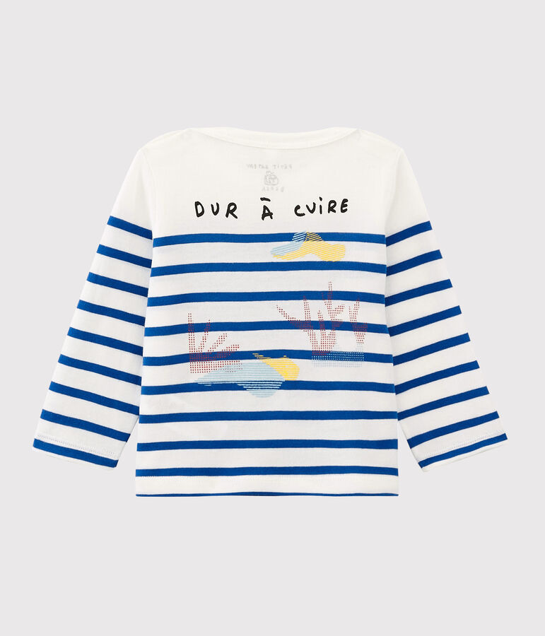 Serge Bloch baby boys'/girls' Breton top MARSHMALLOW white/PERSE blue