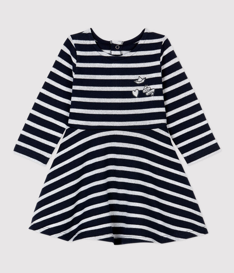 Babies' Fleece Dress SMOKING blue/MARSHMALLOW ARGENT BRILLANT