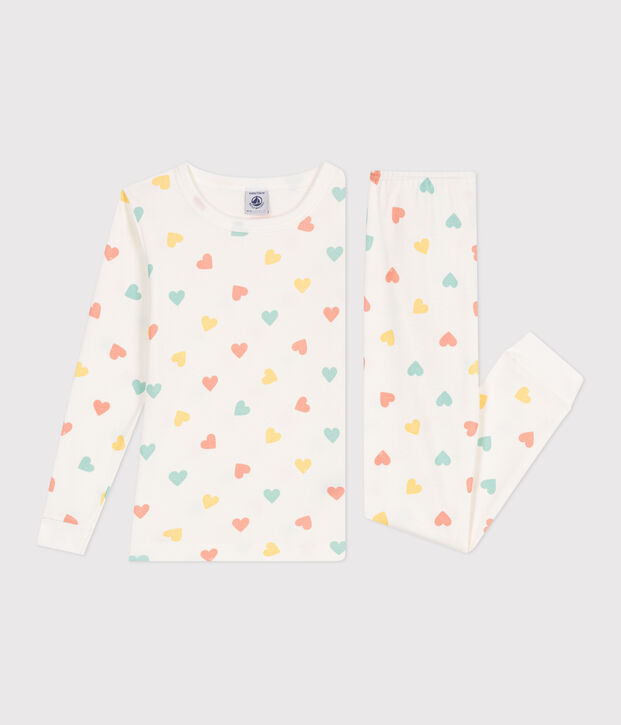 Very fitted children's pajamas in printed cotton white/multicolor