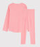 Girls' Pinstriped Cotton Pyjamas PEACHY pink/MARSHMALLOW white