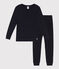 Children's Unisex Plain Cotton/Tencel Pyjamas SMOKING blue