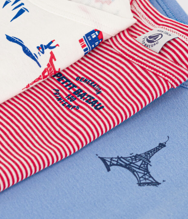 Boys' Paris Themed Short-Sleeved Cotton T-shirts - 3-Pack multicolor