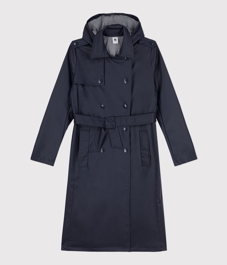Women's Hooded Trench Coat blue