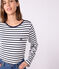 Women's long-sleeved cotton Breton top MARSHMALLOW white/SMOKING blue