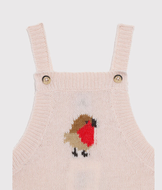 Baby Boys' Long Dungarees in Wool/Nylon/Alpaca Knit FLEUR pink
