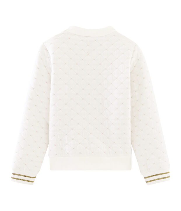 Girls' Quilted Tube Knit Cardigan white