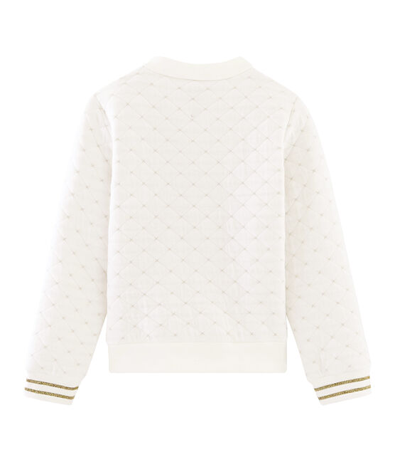 Girls' Quilted Tube Knit Cardigan MARSHMALLOW white
