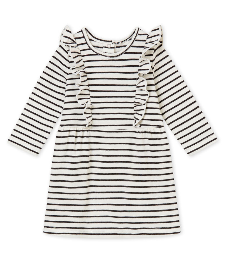 Baby girl's sailor stripe dress white/grey