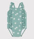 Babies' one-piece swimsuit with frills and a floral print.
