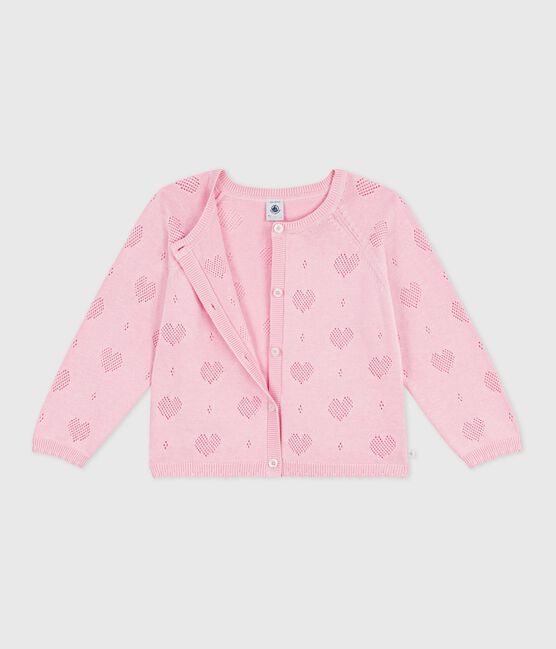 Children's plain cotton cardigan MARQUISE pink