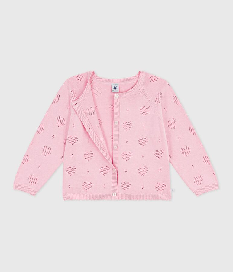 Children's plain cotton cardigan pink
