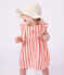 Babies' sleeveless cotton dress with stripy bloomers pink/white