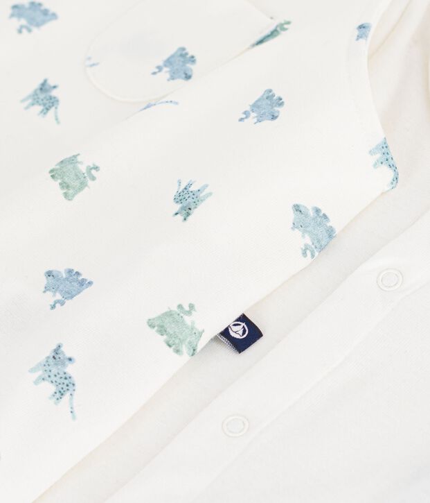 Babies' animal print cotton dungarees/body set white/multicolor
