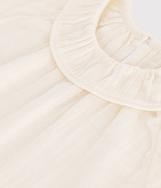 Babies' Short-Sleeved Cotton Gauze Blouse MARSHMALLOW white