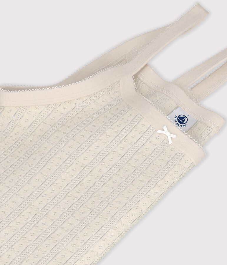 Women's strappy openwork cotton top Ecru