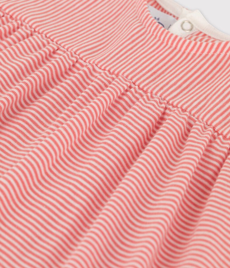 Babies' Organic Cotton Short-Sleeved Dress PAPAYE pink/MARSHMALLOW