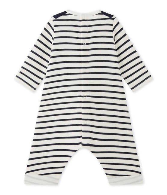 Baby boys' striped all-in-one COQUILLE beige/SMOKING blue