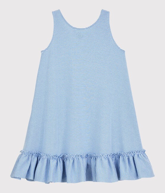 Girls' Organic Cotton Soledad Bravi Dress ALASKA blue/ECUME white