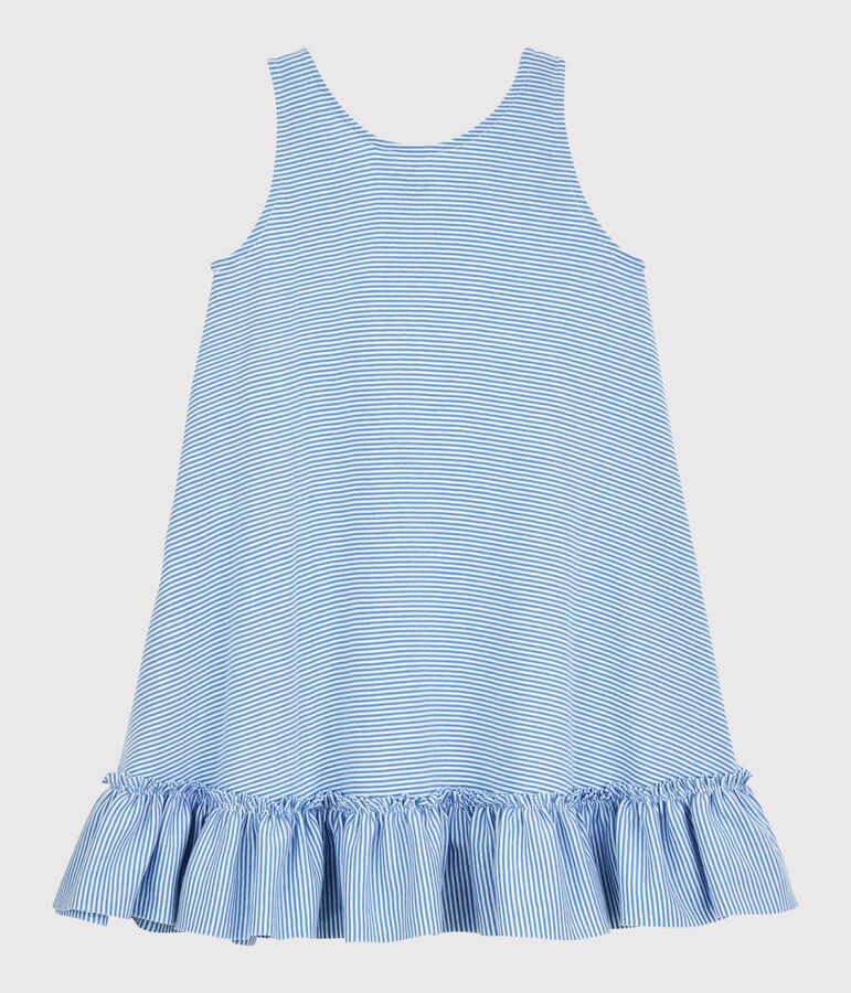 Girls' Organic Cotton Soledad Bravi Dress ALASKA blue/ECUME white
