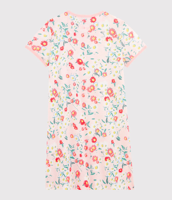 Girls' Ribbed Nightdress MARSHMALLOW white/MULTICO white