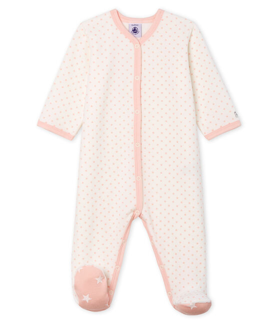 Baby Girls' Velour Sleepsuit MARSHMALLOW white/MINOIS pink