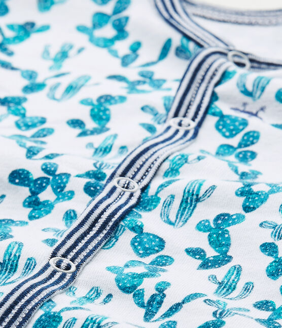 Baby boy's cactus-print sleepsuit ECUME white/MULTICO white