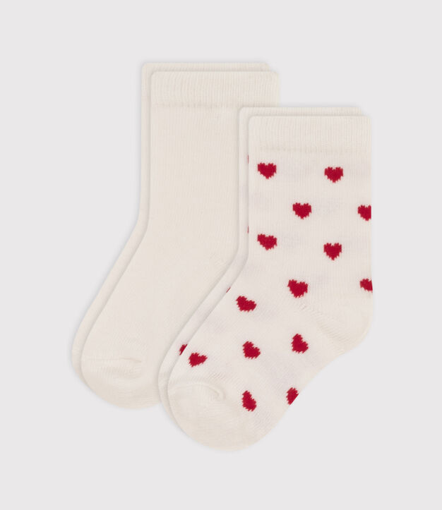 2 pairs of babies' heart-print cotton socks multicolor