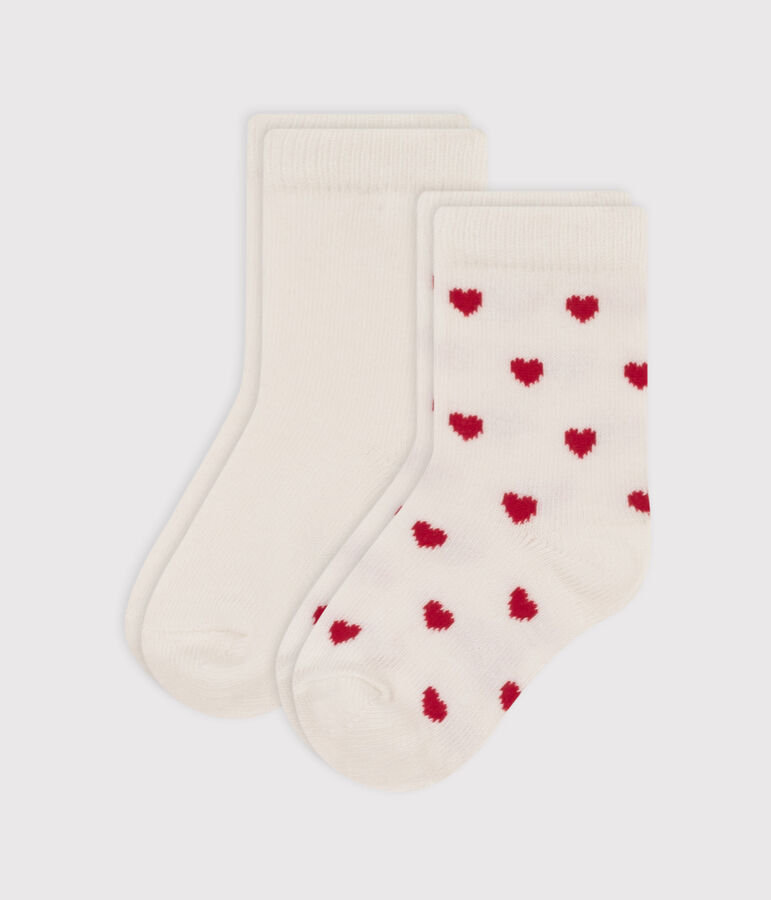 2 pairs of babies' heart-print cotton socks multicolor