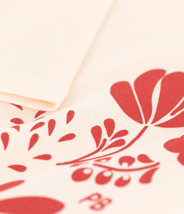 Children's Unisex Long-Sleeved Cotton T-Shirt Ecru/orange