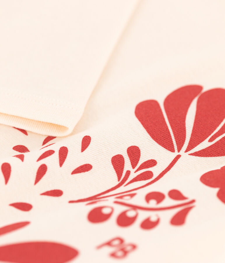 Children's Unisex Long-Sleeved Cotton T-Shirt Ecru/orange