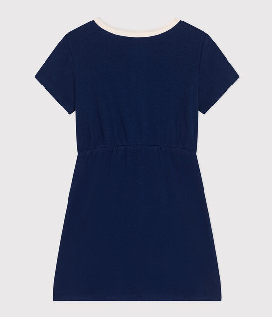 Girls' Short-Sleeved Cotton Dress MEDIEVAL blue