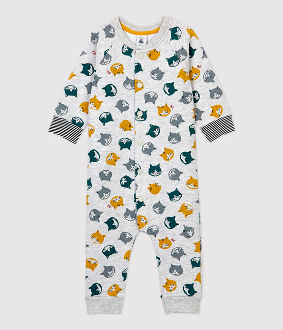 Babies' Fleece Jumpsuit BELUGA grey/MULTICO white