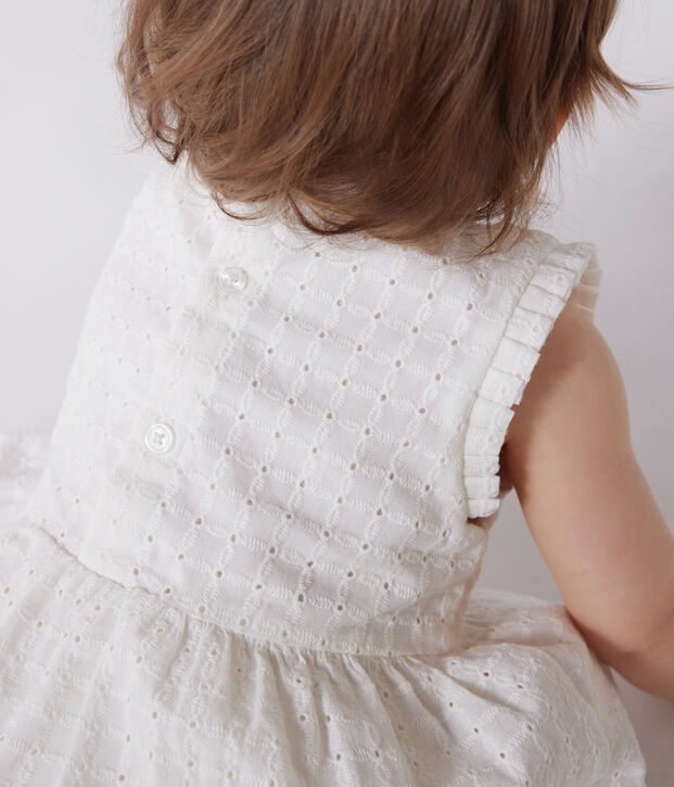 Babies' sleeveless white cotton broderie anglaise dress white