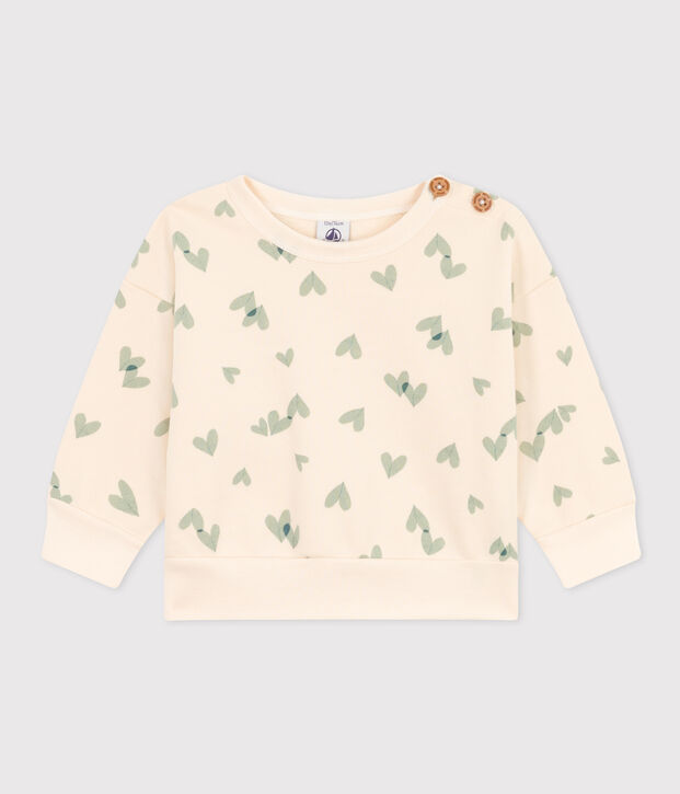 Babies' Patterned Fleece Sweatshirt Ecru/green