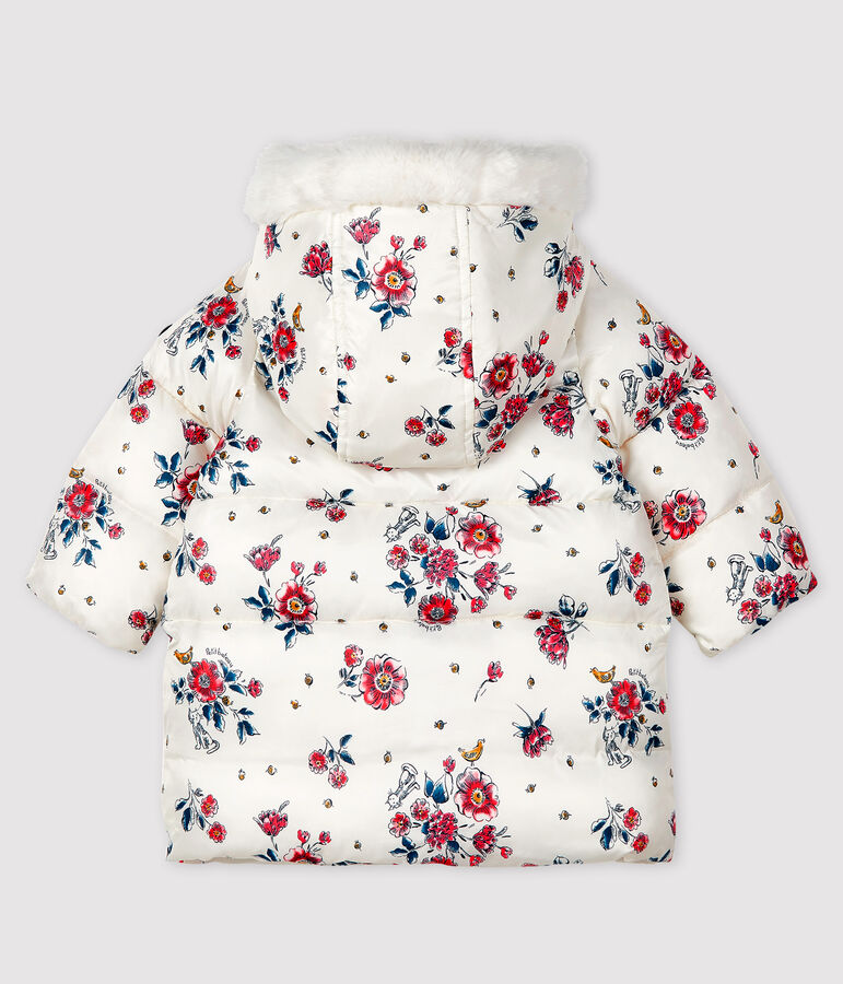 Baby girl's puffer jacket white/multicolor
