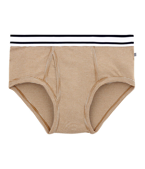 men's milleraie striped briefs BRINDILLE brown/MARSHMALLOW white