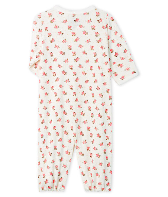 Babies' Ribbed Jumpsuit/Sleeping Bag MARSHMALLOW white/GRETEL pink/MULTICO