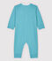 Stripy Cotton and Lyocell Sleepsuit MIROIR blue/MARSHMALLOW white
