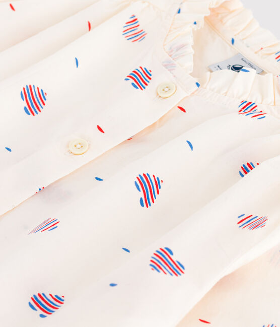 Children's long-sleeved heart-pattern cotton blouse AVALANCHE white/MULTICO