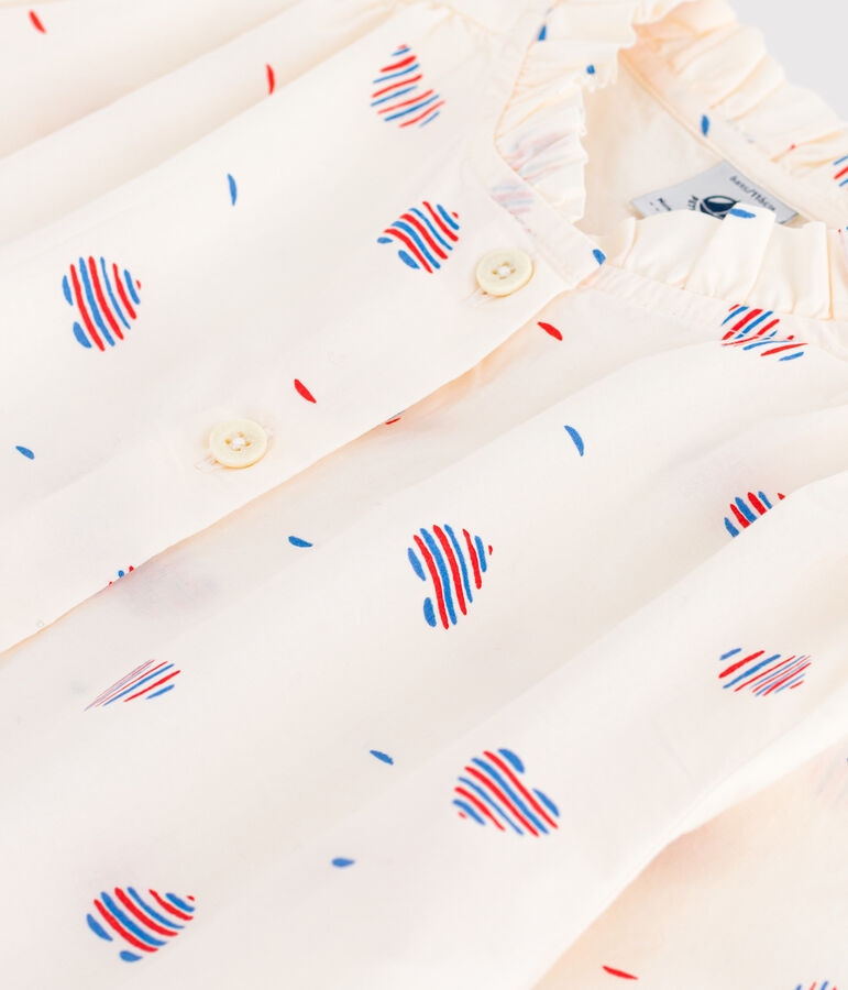 Children's long-sleeved heart-pattern cotton blouse Ecru/multicolor