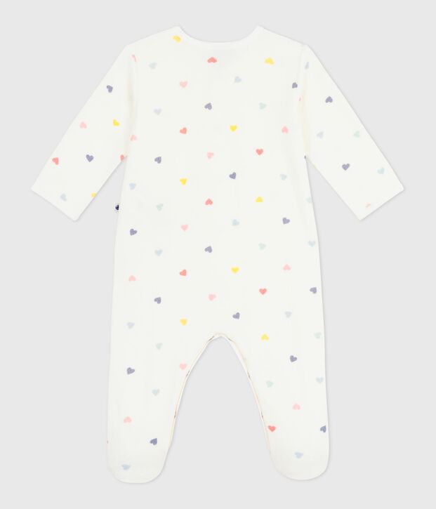 Babies' heart-print velour pyjama suit white/multicolor